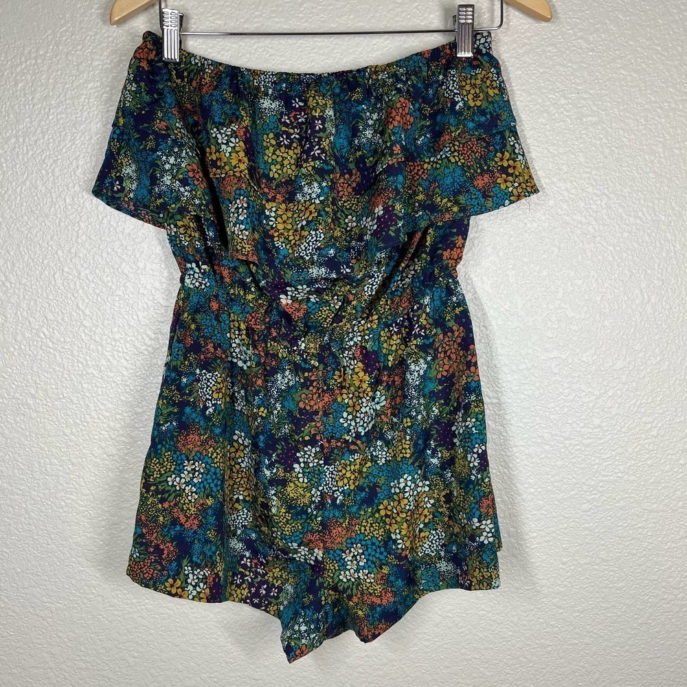 🔴 5 for $25! Blu Moon Romper Strapless Colorful Floral Ruffle Women’s Size 1‎